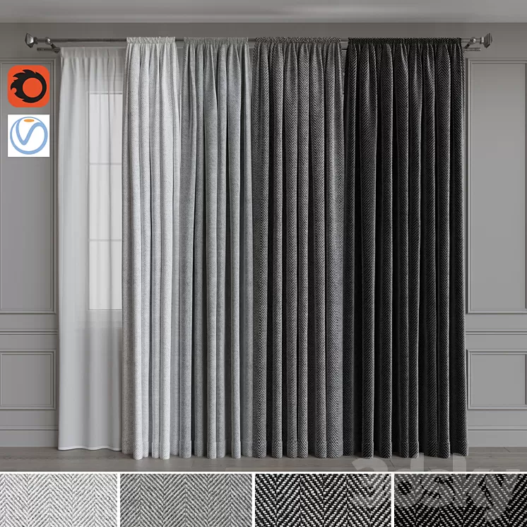 Set of curtains on the cornice 20. Gray range