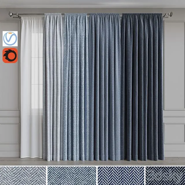 Set of curtains on the eaves 22. Blue gamma 3D Model