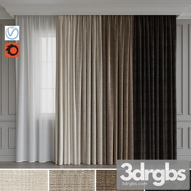 Set of curtains velvet 28 3D Model Free