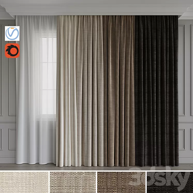 Set of curtains velvet 28 3D Model