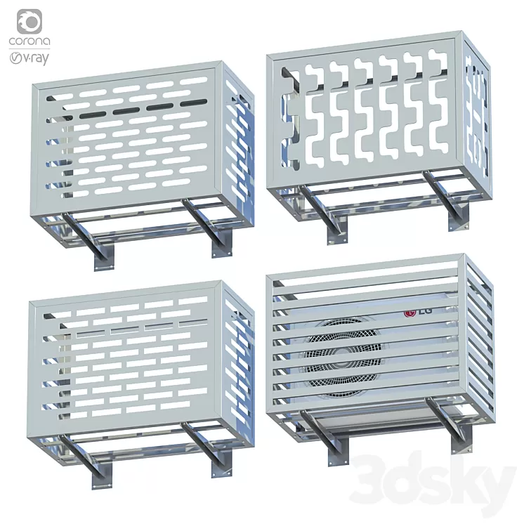 Set of decorative boxes for air conditioner + LG air conditioner 3D Model