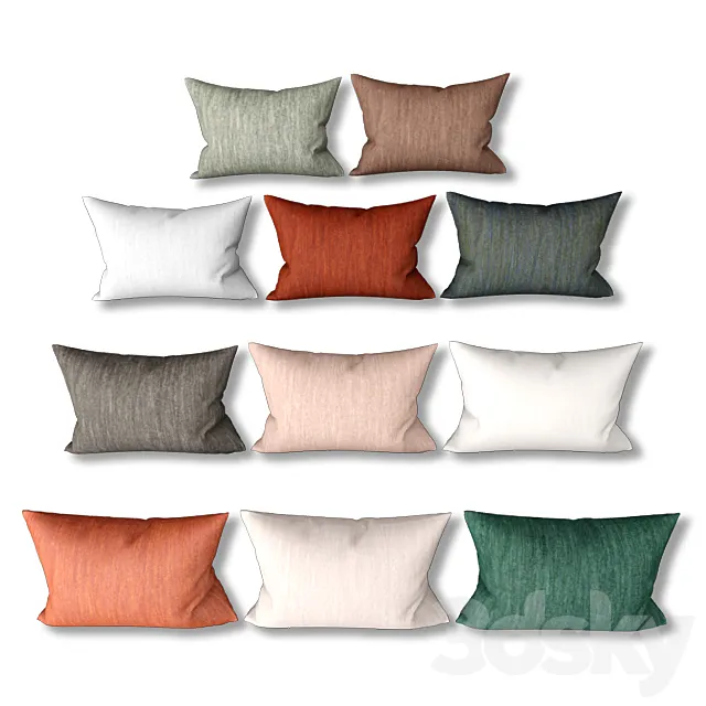 Set of decorative cushions (Set 002). 3D Model