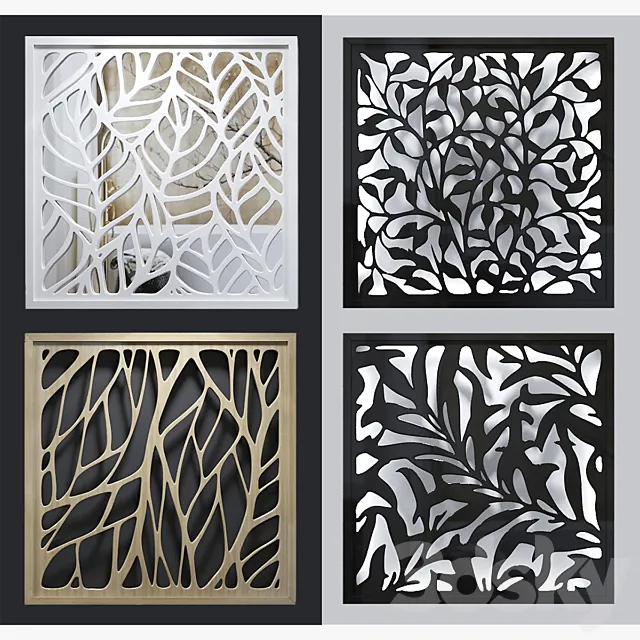 Set of decorative panels_01 (4pcs 3c.) 3D Model