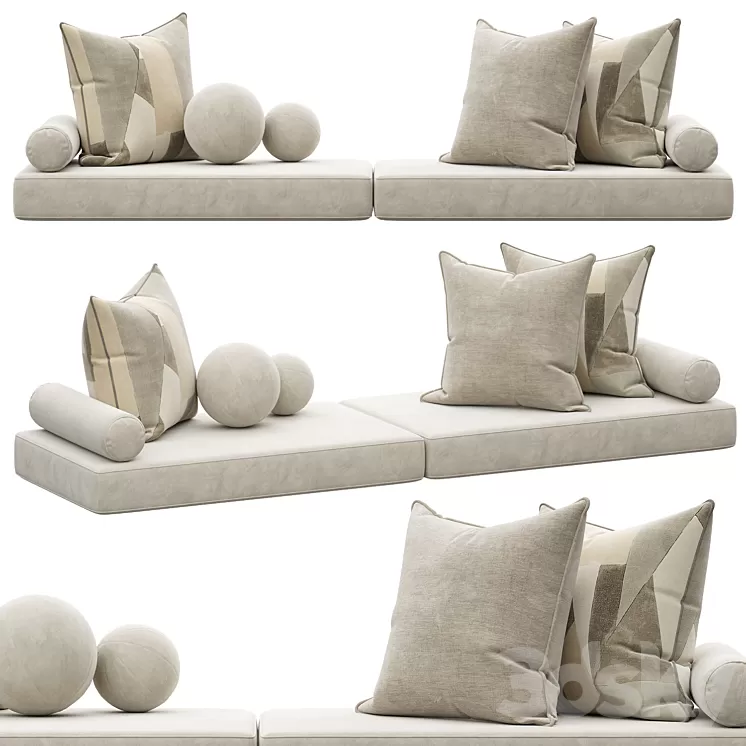 Set of decorative pillows 005 3D Model Free
