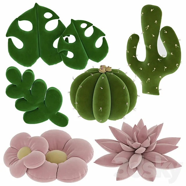 Set of decorative pillows for a children's room 3D Model