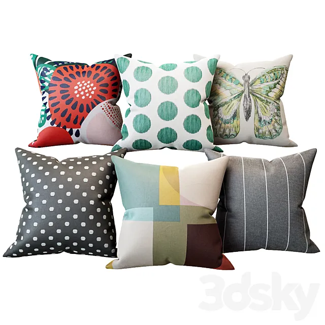 Set of decorative pillows IKEA 3D Model