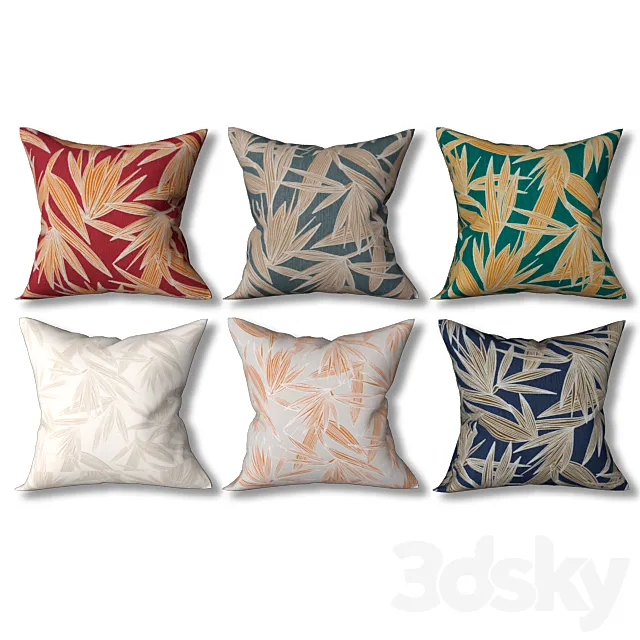 Set of decorative pillows (Set 08). 3D Model