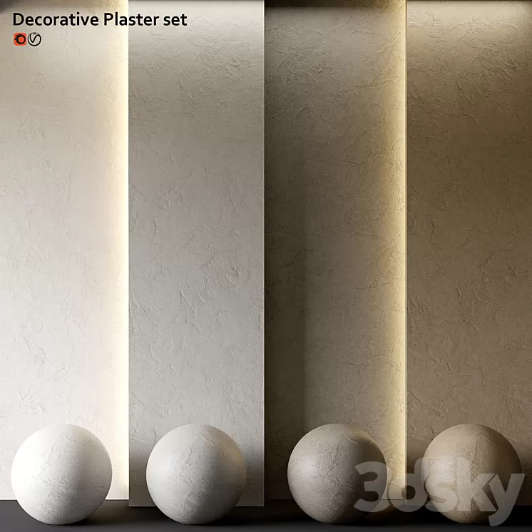 Set of decorative plaster 3D Model Free