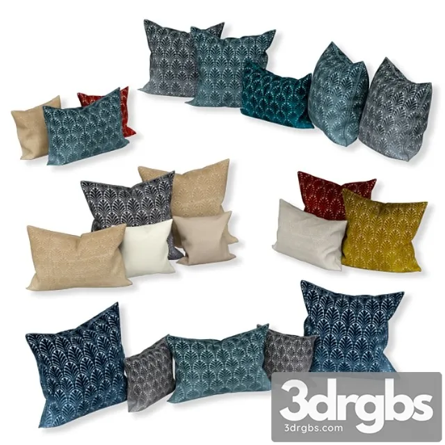Set of decorative sofa cushions set 042 3D Model Download