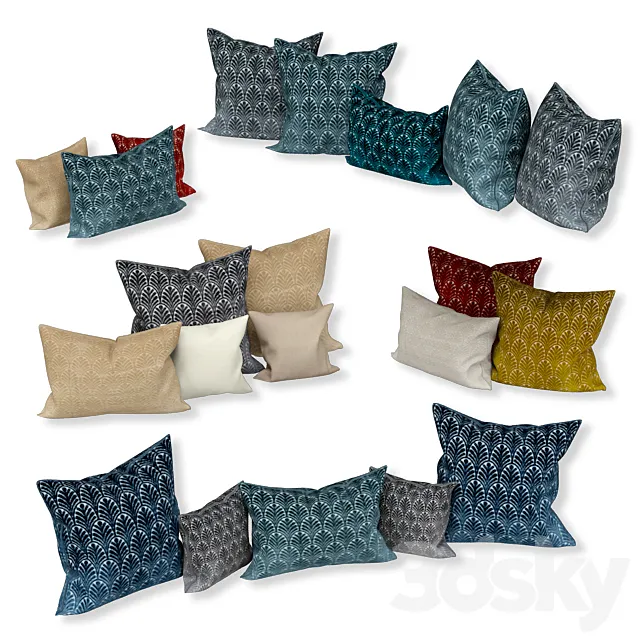 Set of decorative sofa cushions (Set 042). 3DModel