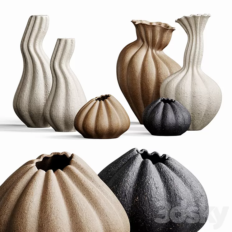 Set of decorative vases MALENE KNUDSEN 3D Model Free