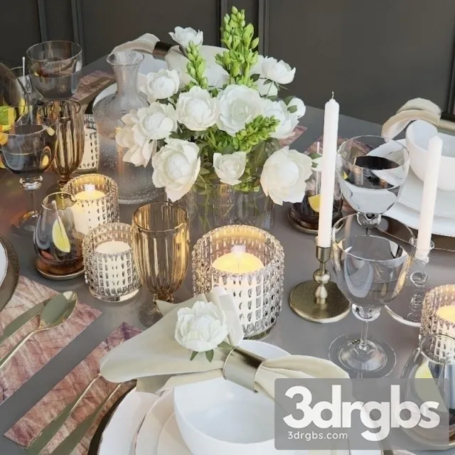 Set Of Dishes 03 3D Model Free