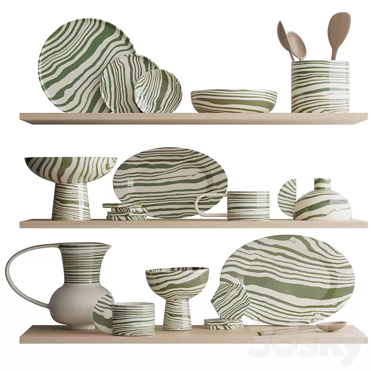 Set of dishes 3D Model Free