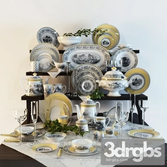 Set Of Dishes 3D Model Download