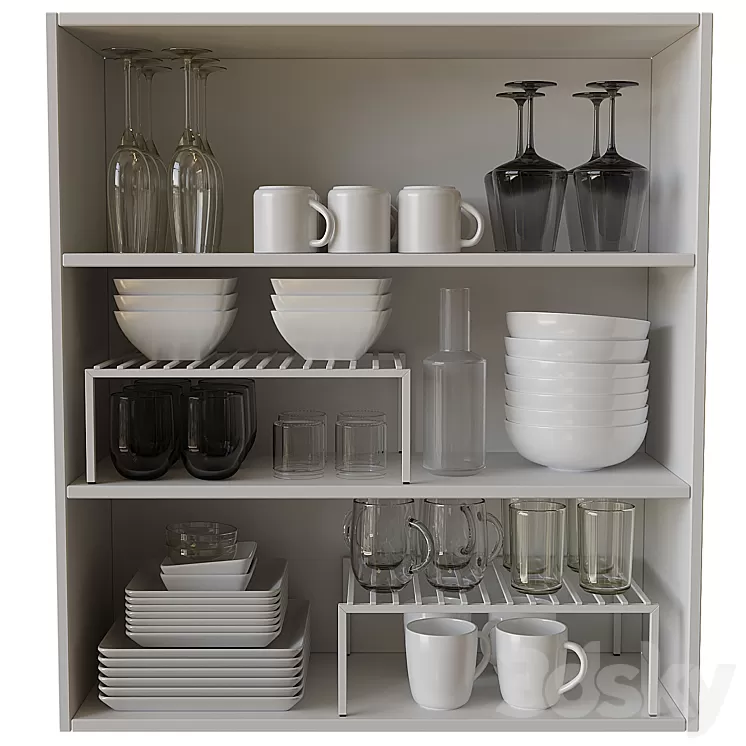 Set of Dishes 4 3D Model Free