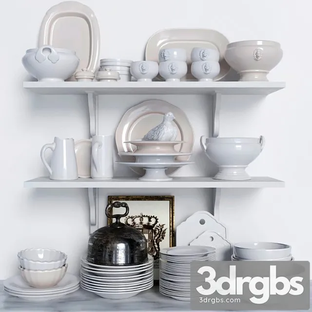 Set of dishes. service 3D Model Free