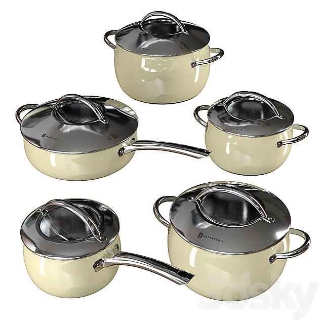 Set of dishes Yamateru Midor 3DModel