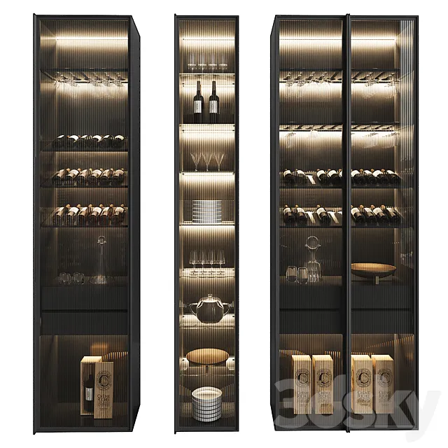 Set of Display Cases of Different Widths 3 3D Model