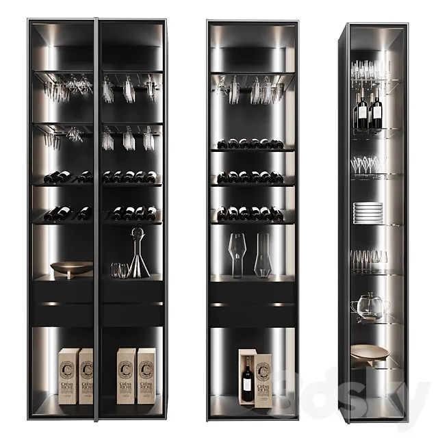 Set of display cases of different widths_1 3D Model