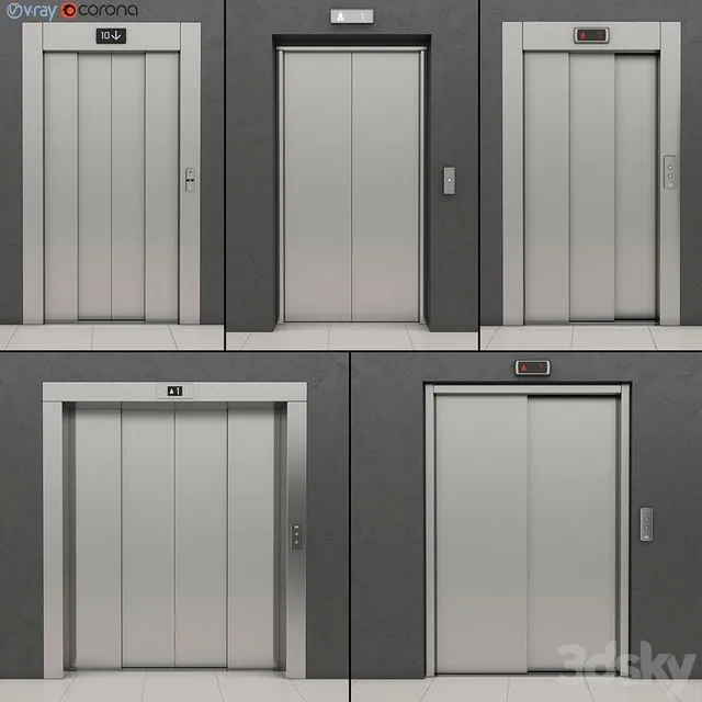 Set of doors for elevators Kone 3D Model