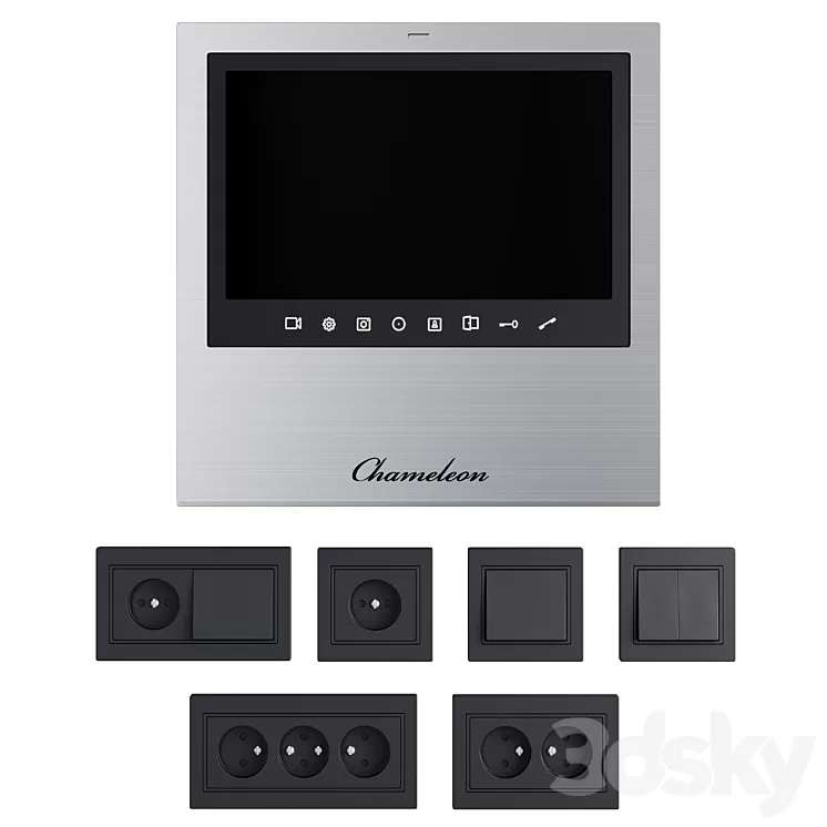 Set of electrical equipment in the hallway / Video intercom Chameleom Model S # 11 3D Model