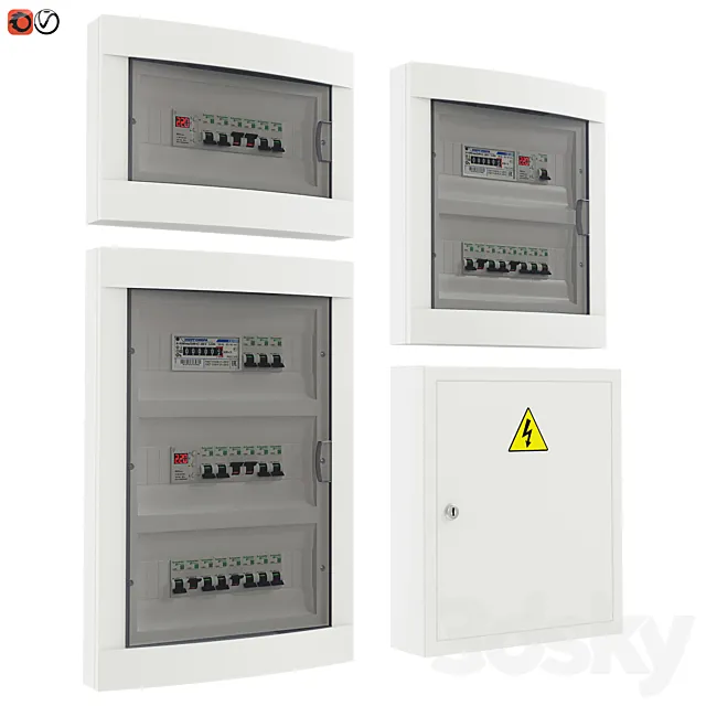Set of electrical panels 3D Model