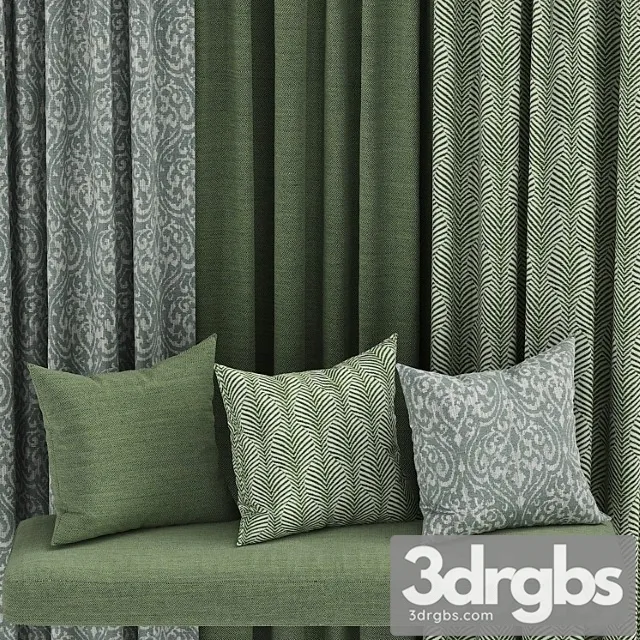 Set of fabric materials in green colors 3D Model Free