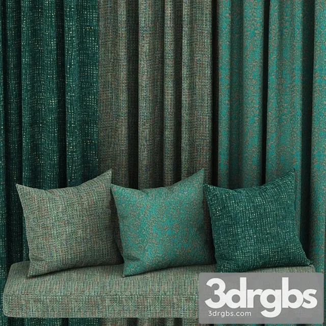 Set of fabric materials in green tones3 3D Model Free