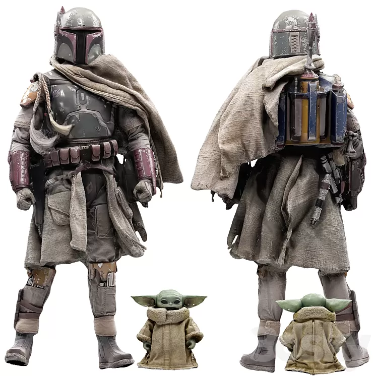 set of figures 1 Boba Fett Mythos Star Wars and grogu 3D Model