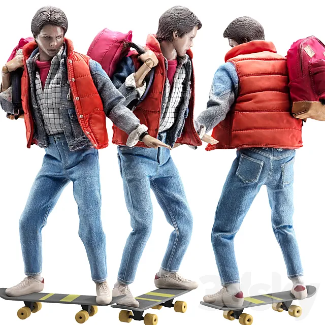 set of figures 3 Doc Brown and Marty McFly 3D Model