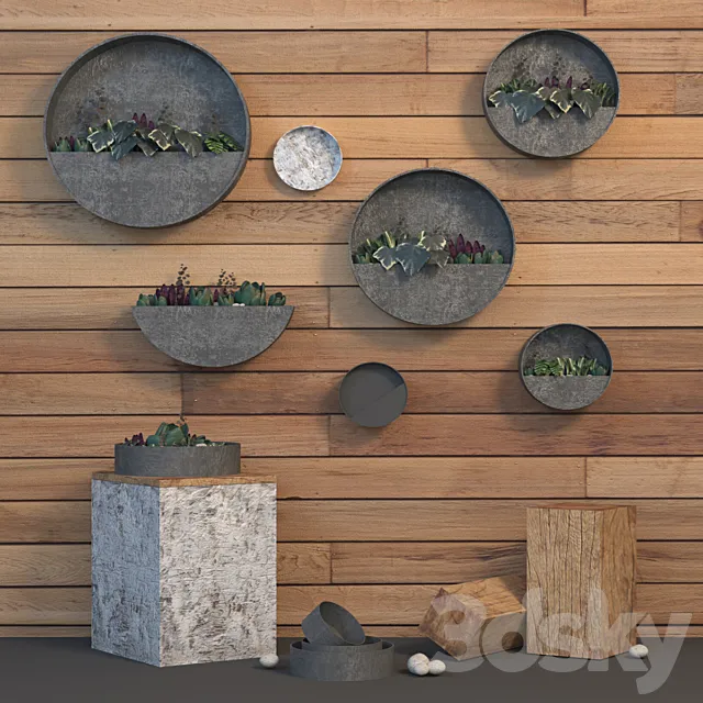 set of flowers plants 3D Model