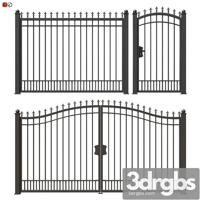 Set of forged railing 02 3D Model Download