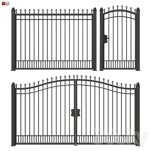 Set of forged railing 02 3D Model