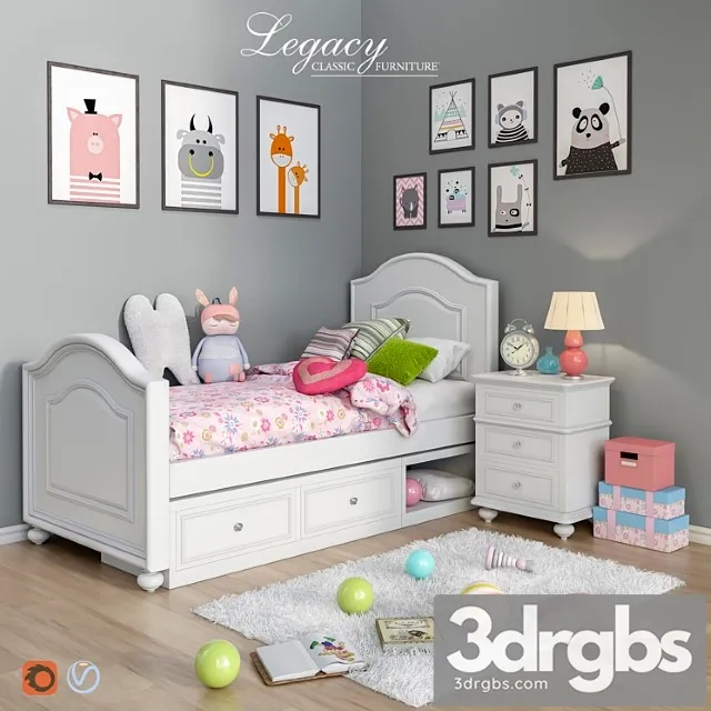 Set of Furniture and Accessories for The Bedroom Legacy Classic Set 4 3D Model Free