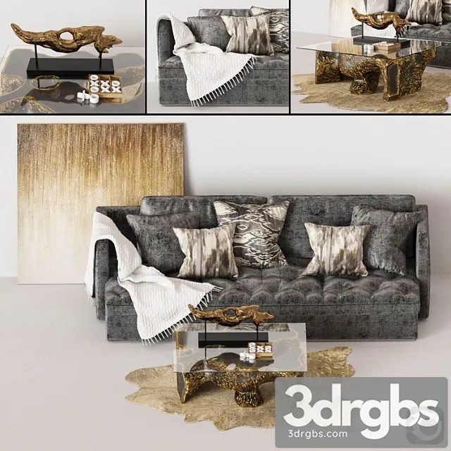 Set of furniture and decor 2 3D Model Free