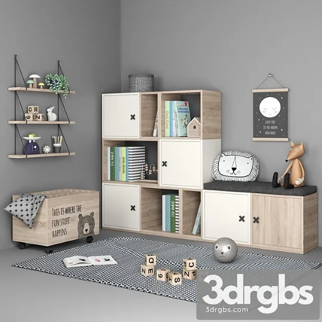 Set of furniture and decor for a children& 3D Model Free