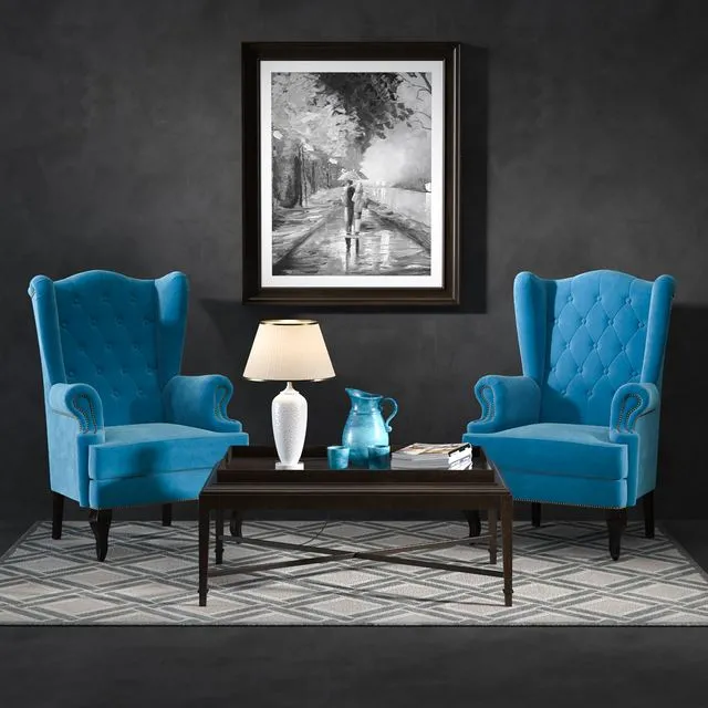 Set of furniture armchair fabric carpet picture journal Free Download