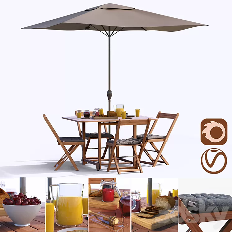 Set of garden furniture 3D Model