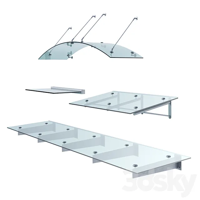 Set of glass visors Glasvordach 3D Model