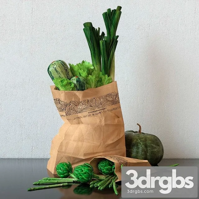 Set Of Green Vegetables 3D Model Free