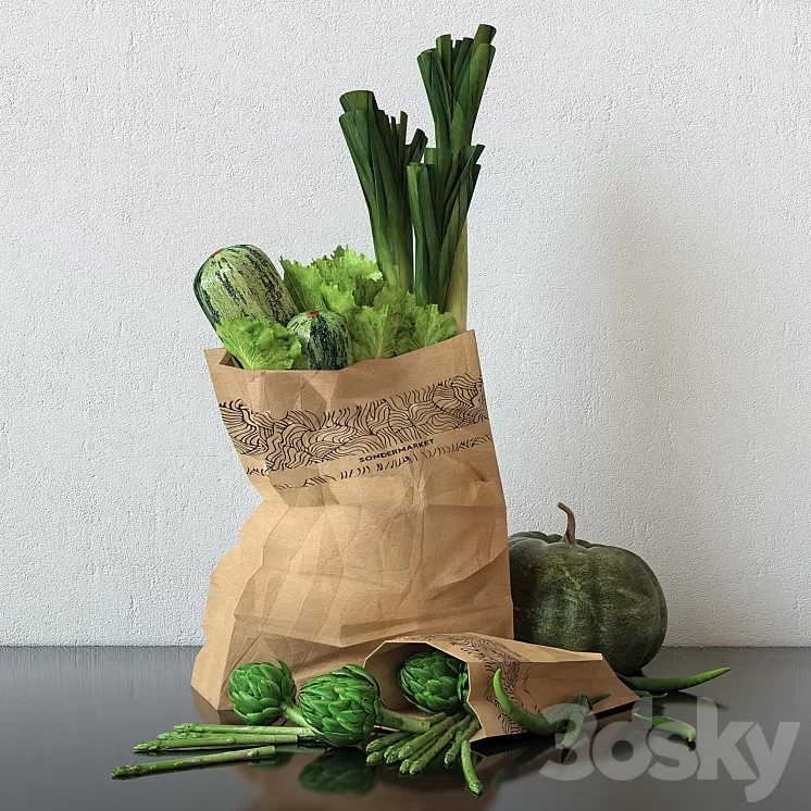 Set of green vegetables