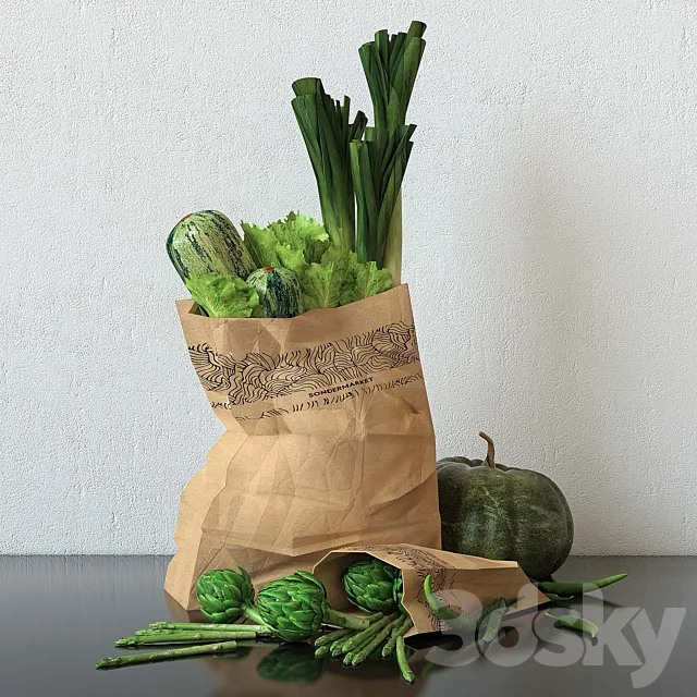 Set of green vegetables 3DModel