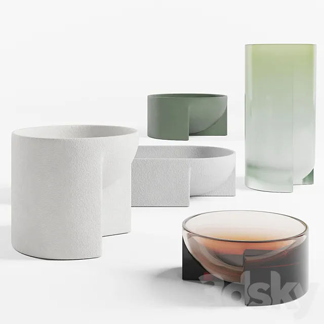 Set of handmade bowls 3DModel