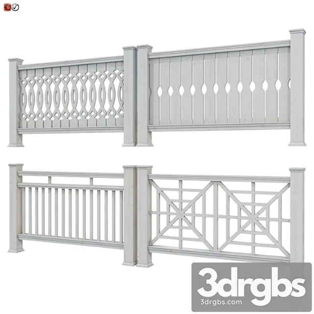 Set of handrails and terrace railing 4 3D Model Download