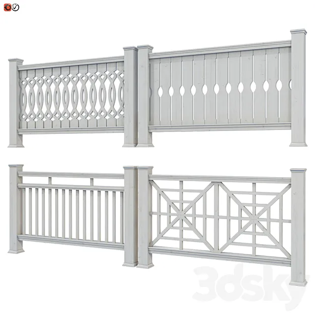 Set of handrails and terrace railing 4 Free Download