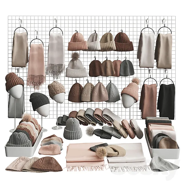 Set of hats and accessories 01 3DModel