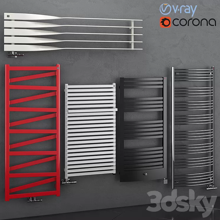 Set of heated towel rails Terma set 68 3D Model