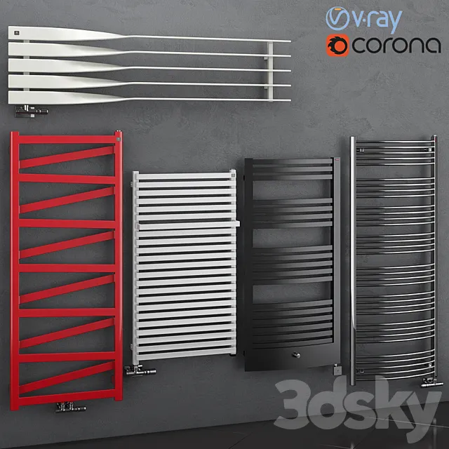 Set of heated towel rails Terma set 68 3D Model