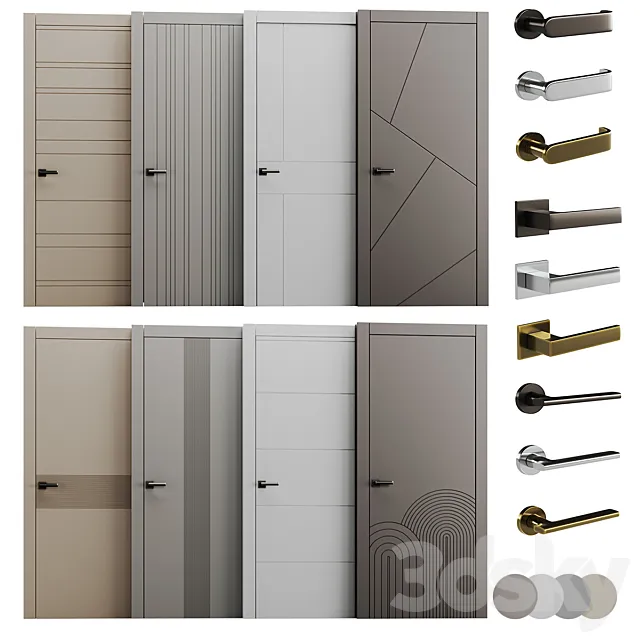 Set of interior doors LINEA. 3D Model