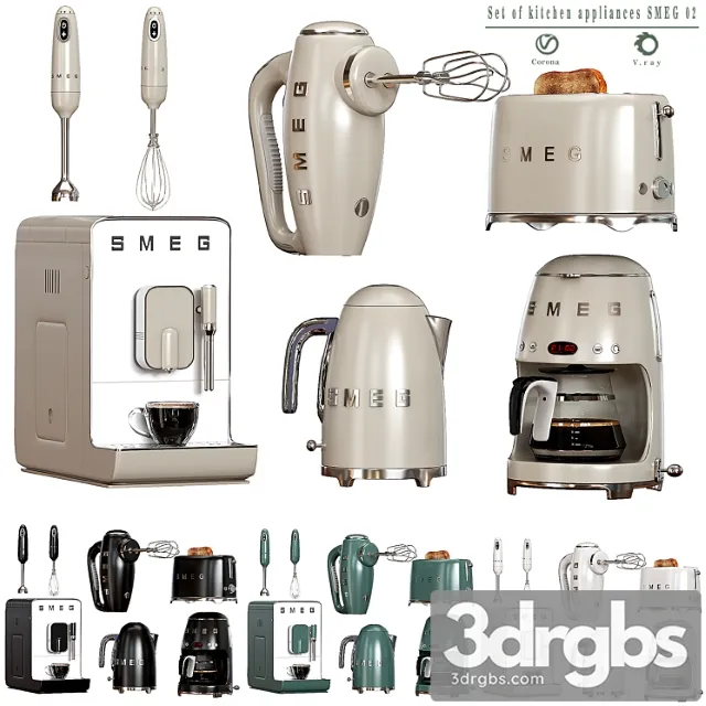 Set of kitchen appliances smeg 02 2 3D Model Free